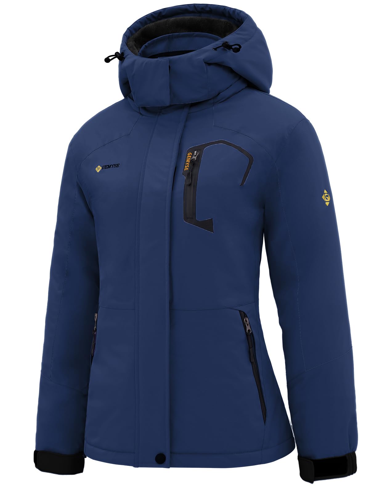 GEMYSE Women's Ski Snow Jacket Warm Winter Waterproof Coat Snowboard Rain Jacket Hooded Windproof Windbreaker